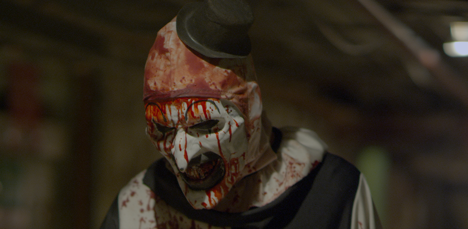 This is a still from the film, Terrifier.